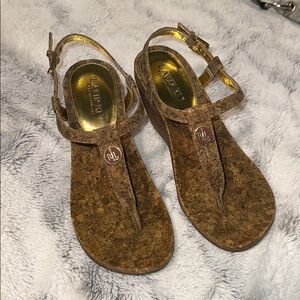 Ralph Lauren Cork Wedged Sandals SZ 7.5